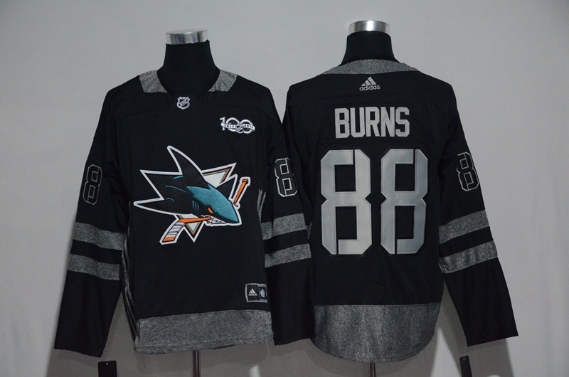 NHL San Jose Sharks #88 Burns Black 1917-2017 100th Anniversary Stitched Jersey